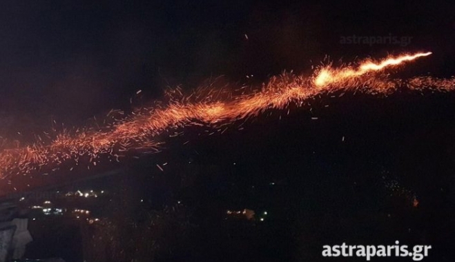 Εντυπωσιακά στιγμιότυπα από τον ρουκετοπόλεμο στη Χίο