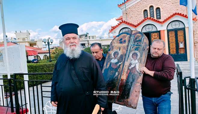 Η θαυματουργή εικόνα της Παναγίας της Ευαγγελιστρίας από την Νέα Κίο Αργολίδας στο Περιστέρι Αττικής εν όψει των εκδηλώσεων Ταξιάρχεια 2025