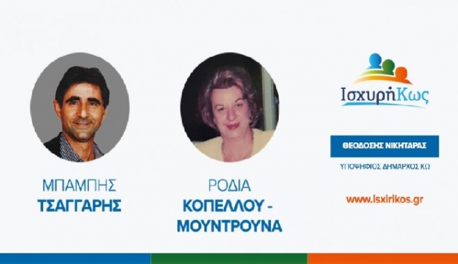 Ισχυρή Κως: "με τον Θεοδόση Νικηταρά ο Μπάμπης Τσαγγάρης και η Ροδία Κόπελλου - Μουντρούνα"