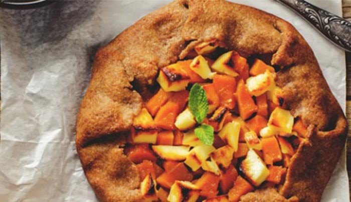 Τάρτα galette με κολοκύθα, κατσικίσιο τυρί και μέλι