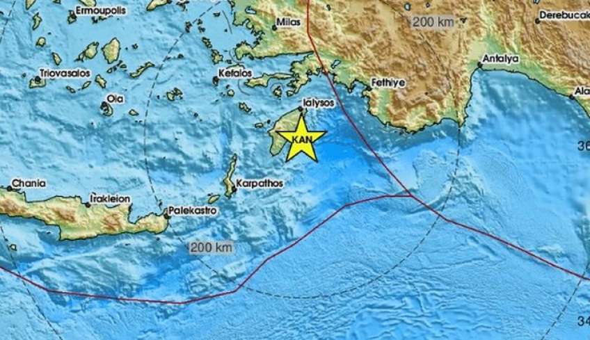 Σεισμός 3,6 Ρίχτερ στη Ρόδο Στη Λίνδο το επίκεντρο