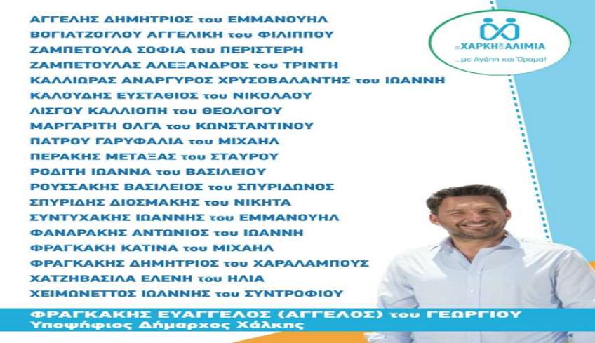 Ανακοίνωση υποψηφιότητας του νυν Δημάρχου Χάλκης, Άγγελου Φραγκάκη